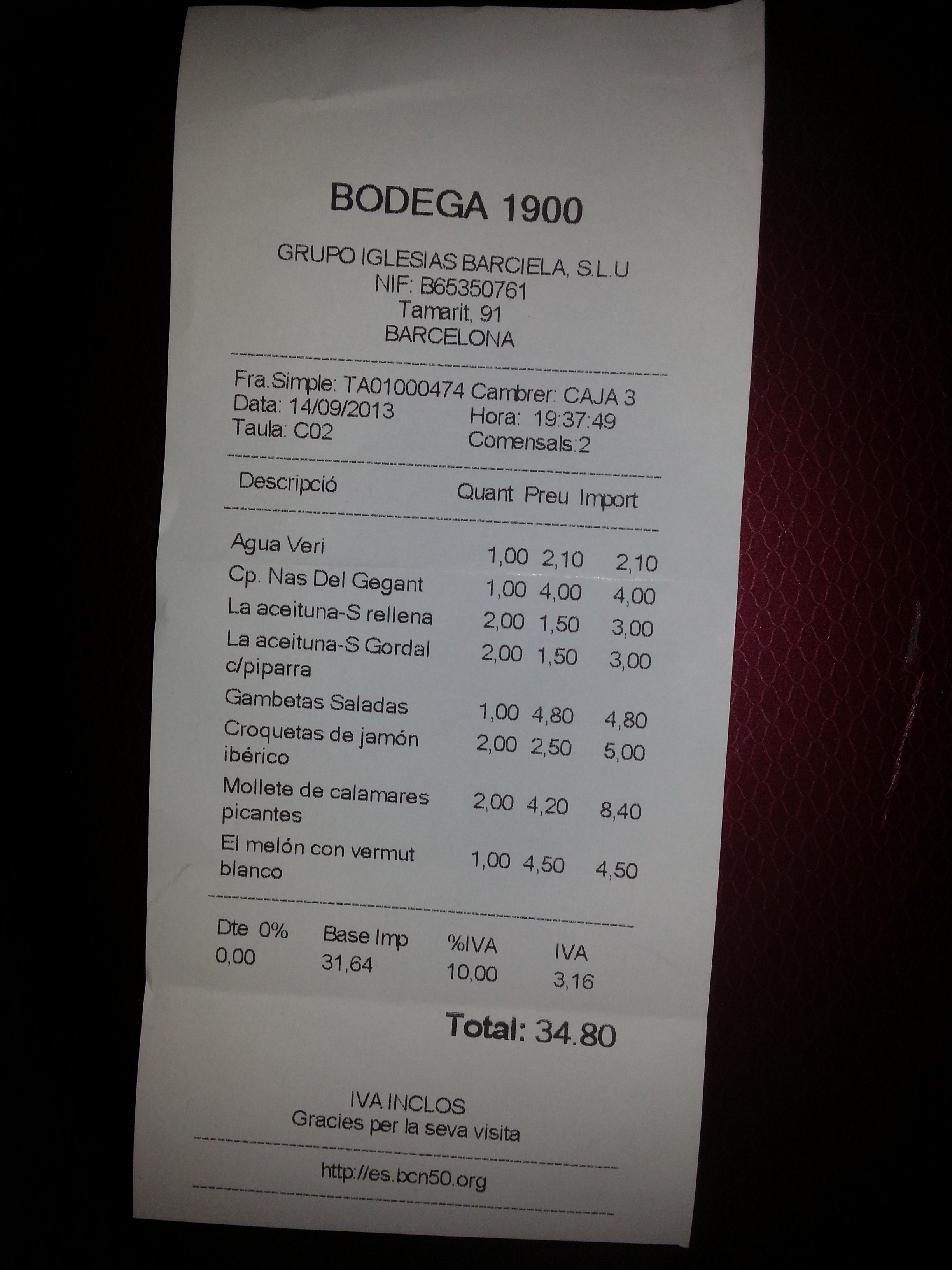 Bodega 1900 (Barcelona)  Pasión Gastronómica